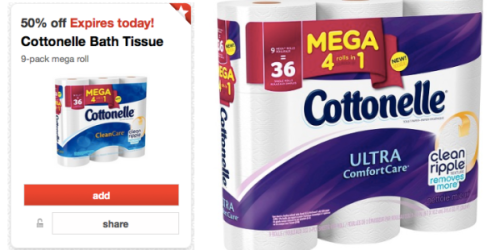 *HOT* Target Cartwheel Offer: 50% Off Cottonelle Bath Tissue 9-Pack Mega Roll Today Only