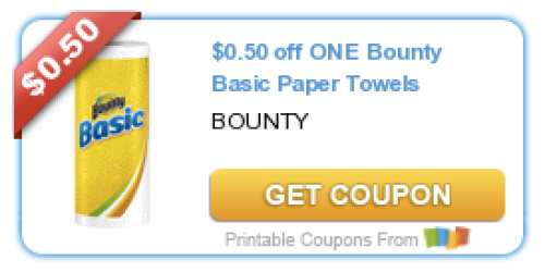 *NEW* $0.50/1 Bounty Basic Paper Towels Coupon = Only 47¢ at Walmart for Single Roll