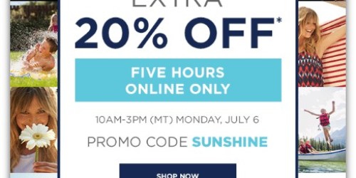 Kohls: Extra 20% Off Entire Purchase (5 Hours Only)