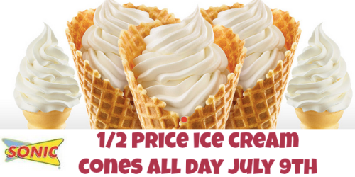 Sonic Drive-In: 1/2 Price Ice Cream Cones (July 9th)