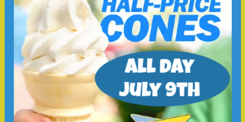 Sonic Drive-In: 1/2 Price Ice Cream Cones (July 9th)