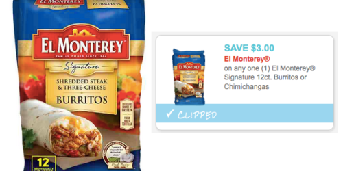 High Value $3/1 El Monterey Signature Burritos or Chimichangas Coupon