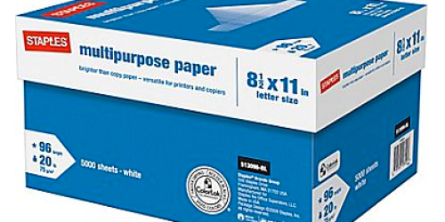 Staples: Multipurpose Paper 10-ream Case Only $4.99 (After Easy Rebate) = Only 50¢ Per Ream