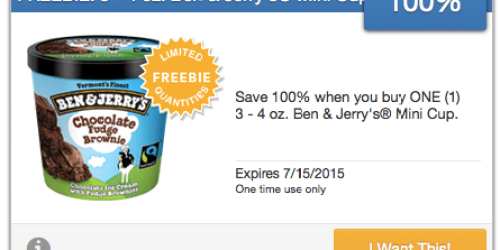 SavingStar: Free Ben & Jerry’s Mini Cup (Limited Quantity Available)