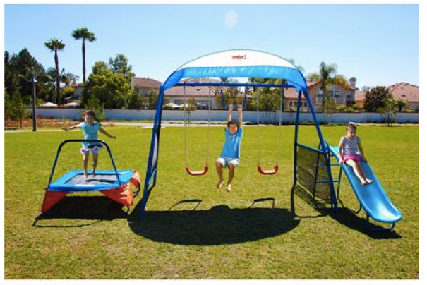 trampoline and swing set