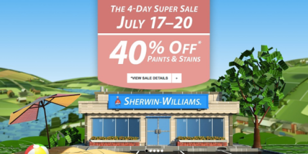 Sherwin Williams 4-Day Super Sale: 40% Off Paints & Stains Starts Today (+ Print $10/$50 Coupon)