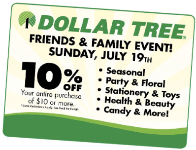 Dollar Tree Rare 10 Off Entire In Store Purchase Of 10 Or More