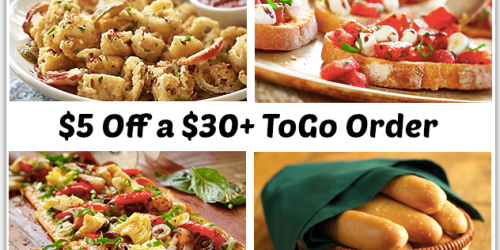 Olive Garden: $5 Off a $30 ToGo Order
