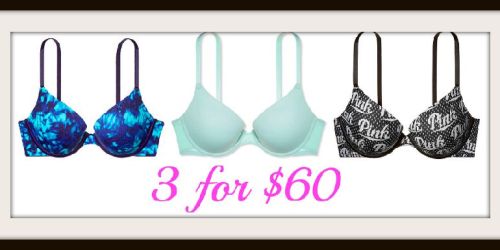 Victoria’s Secret: PINK Wear Everywhere Bras 3/$60 + FREE Shipping with Sleep Purchase & More
