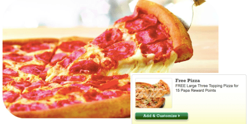 Papa John’s: FREE Large 3-Topping Pizza ONLY 15 Papa Reward Points + More