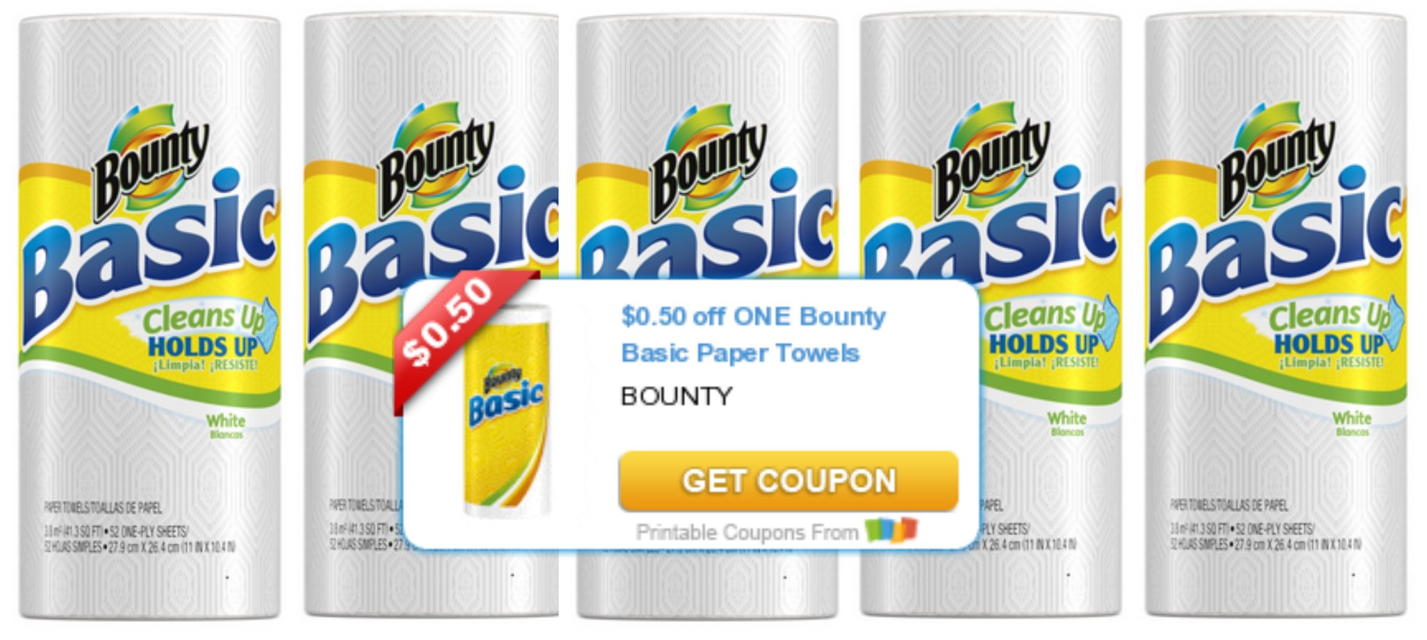 0.50/1 Bounty Basic Paper Towels Coupon RESET = Just 47¢ Per Roll at