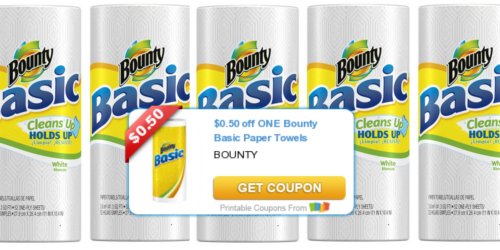 $0.50/1 Bounty Basic Paper Towels Coupon RESET = Just 47¢ Per Roll at Target & Walmart + More
