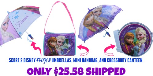 Payless.com: 2 Disney Frozen Umbrellas, Canteen Crossbody, AND Mini Handbag ONLY $25.58 Shipped