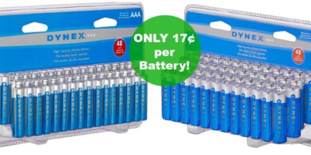Best Buy: 48 Dynex AAA or AA Batteries $7.99 Shipped Today Only – Just 17¢ Per Battery
