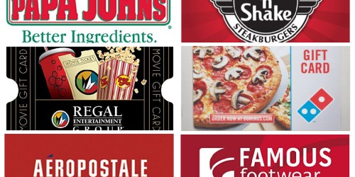 Amazon: Save $5 on $25 Email Gift Card Purchases (Papa John’s, Regal, Famous Footwear) + More