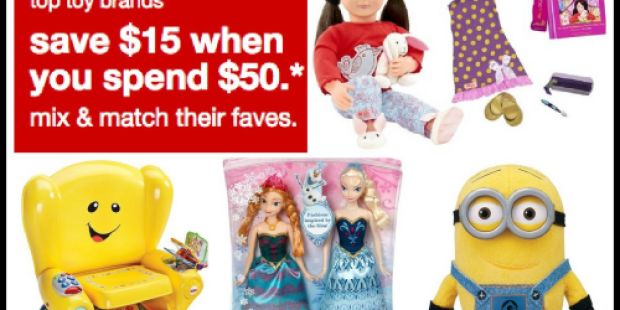 Target.com: $15 Off $50 Toy Purchase (Including Disney Frozen, Minions, Jurassic World & More)