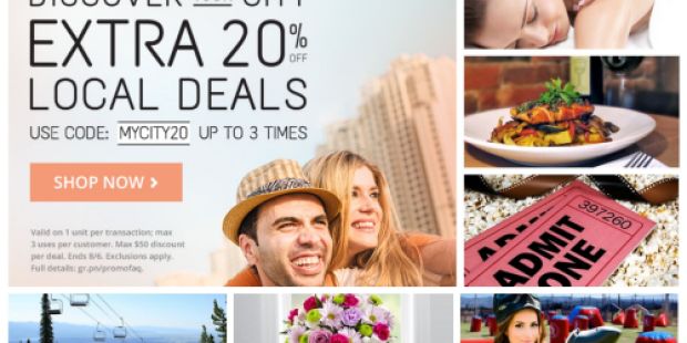 Groupon: Extra 20% Off Any Three Local Deals (2 Days Only) – Save on Entertainment, Restaurants, & More