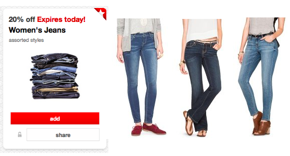 Target Cartwheel: 20% Off Women's Jeans (Today Only!)