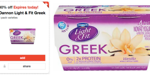 Target Cartwheel: 40% Off Dannon Light & Fit Greek Yogurt 4-Packs (Today Only!)