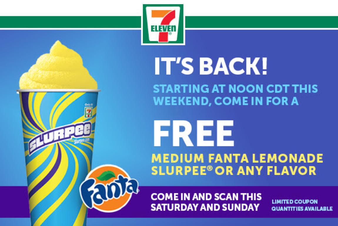 7 Eleven Free Medium Fanta Slurpee Drink No Purchase Required 815 And 816 After 12pm Cst 4693