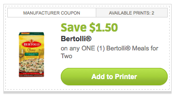 High Value $1.50/1 Bertolli Meals for Two Coupon + Buy 3 Get 1 FREE ...