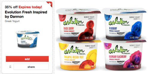 Target Cartwheel: 35% Off Evolution Fresh Inspired Single Serve Greek Yogurt (Today Only!)