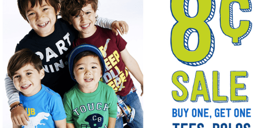 Crazy 8: Buy 1 Get 1 for 8¢ Sale on Tees, Polos & Jeans