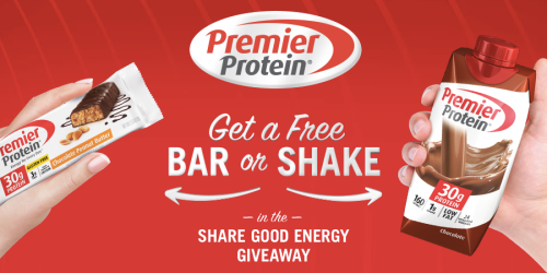 FREE Premier Protein Bar or Shake Sample