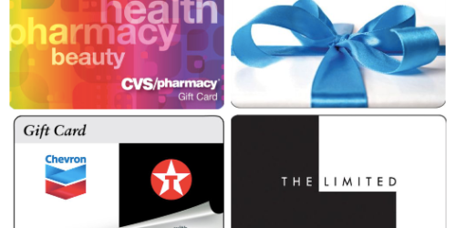 10-15% Off Select Gift Cards (Save on CVS, Bed Bath & Beyond, The Limited & Chevron)