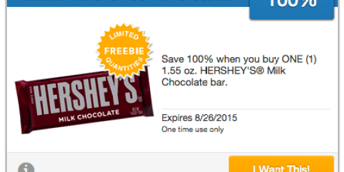 SavingStar: Free Hershey’s Milk Chocolate Bar