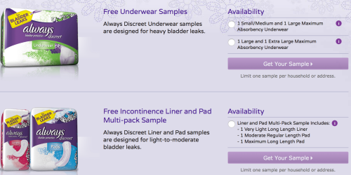 Request a FREE Always Discreet Sample Pack