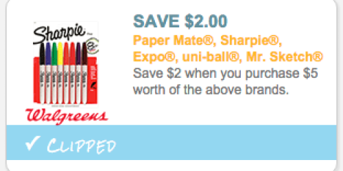 *NEW* $2 off $5 Coupon, Valid on Paper Mate, Sharpie, Expo, uni-ball & Mr. Sketch Products