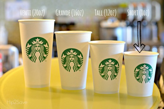 All Four Sizes Starbucks Cups
