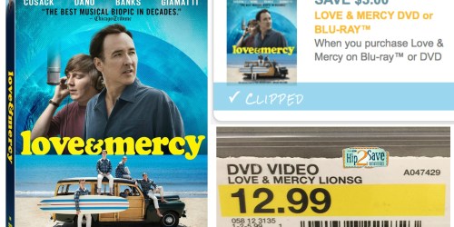 New $3/1 Love & Mercy Blu-ray or DVD Coupon + Cartwheel Offer = DVD Only $8.04 at Target