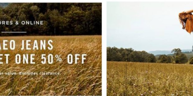 American Eagle Outfitters: Buy 1 Get 1 50% Off Jeans + Extra 40% Off Clearance (Ponchos ONLY $14.99)