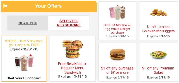 McDonald's App offers