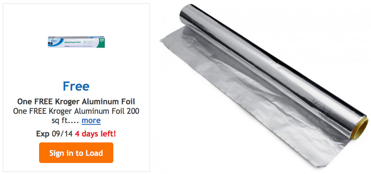 Ralphs FREE Kroger Aluminum Foil eCoupon