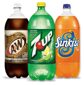 $1/2 Sunkist Soda, 7UP, Canada Dry, A&W, Squirt or Sun Drop 2L or 6pk 8oz cans (Regular, TEN or Diet) coupon