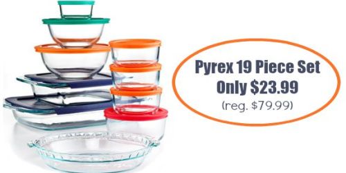Macy’s.com: Pyrex 19-Piece Bake, Store and Prep Set w/Colored Lids Only $23.99 (Reg. $79.99?) + MORE