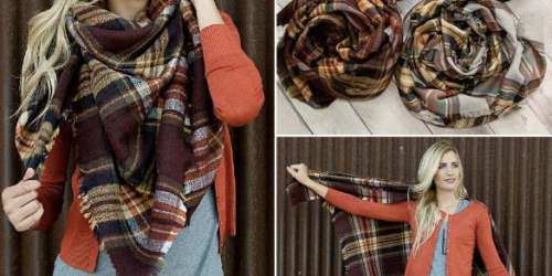 Super Cute Plaid Blanket Scarf AND Turquoise Bangles Under $15 Shipped – Use Code HIPBDAY