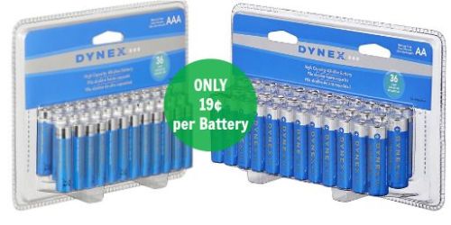 BestBuy.com: 36 Dynex AAA or AA Batteries Only $6.99 (Just 19¢ Per Battery!) – Today Only