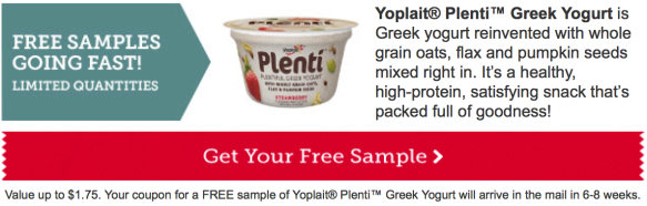 Free Yoplait Plenti Greek Yogurt Sample for select Betty Crocker Members