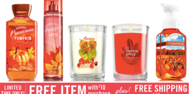 Bath & Body Works: Free Item ($14 Value) with ANY $10 Purchase AND 3-Wick Candles Only $12