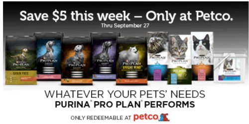 Petco Pals Rewards: High Value $5/1 Purina Pro Plan Pet Food or Perform Cat Litter Store Coupon
