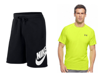 Macy's men's nike shorts and UnderArmor Tee