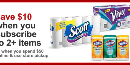 Target.com: $10 Off 2 Subscription Items & Free Shipping = Cheap Toilet Paper, Paper Towels & More