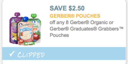 NEW $2.50 Off ANY 8 Gerber Pouches Coupon