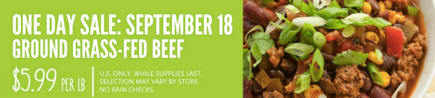 Whole Foods Market Grass-Fed Beef Sale