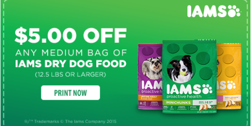 High Value $5/1 IAMS Dry Dog Food Coupon + 10% Off Target Coupons = 12.5lb Bag Only $7.47 at Target