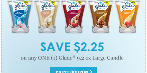 NEW $2.25/1 Glade Large Candle Coupon